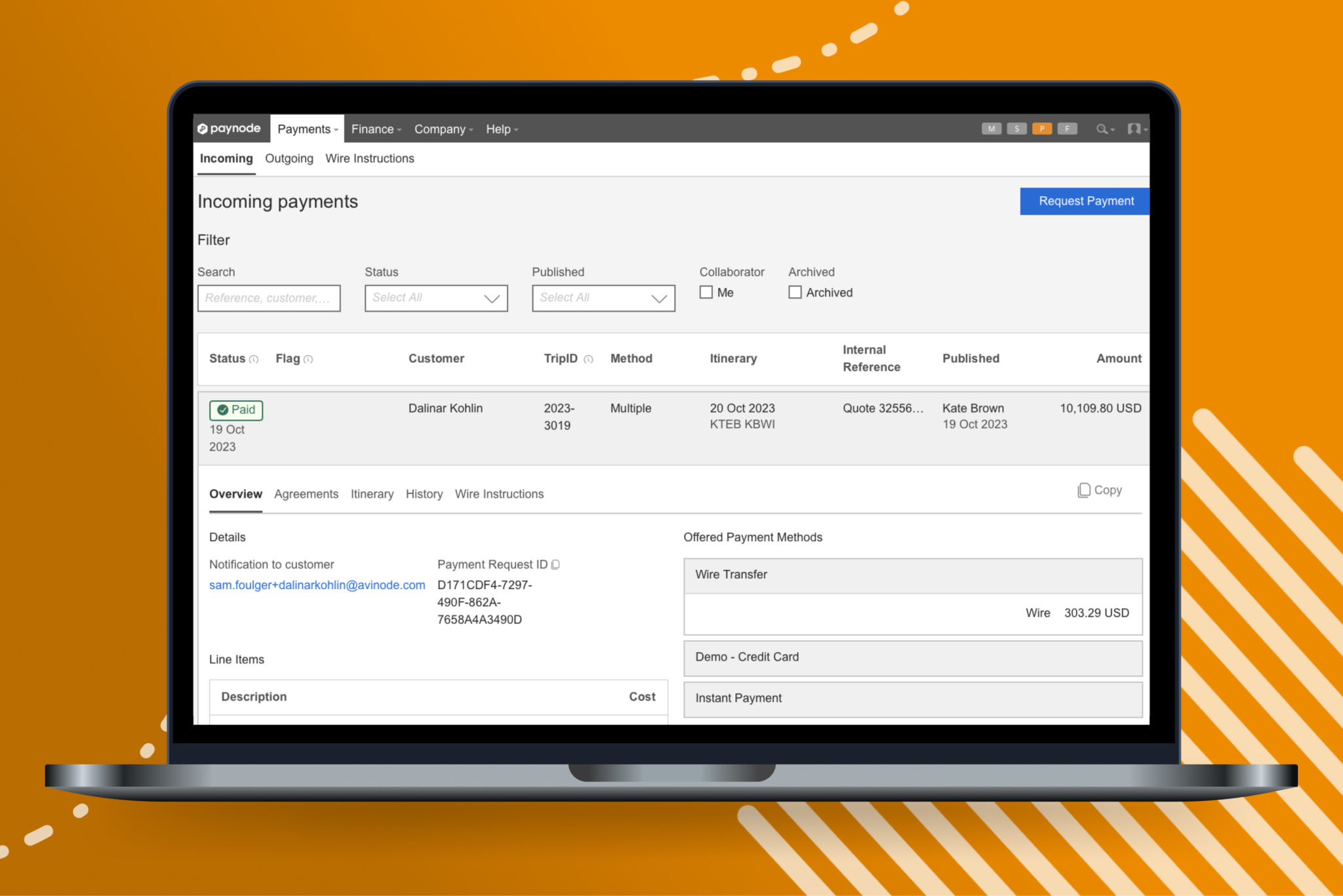 Improved overview of payment request | Avinode Group