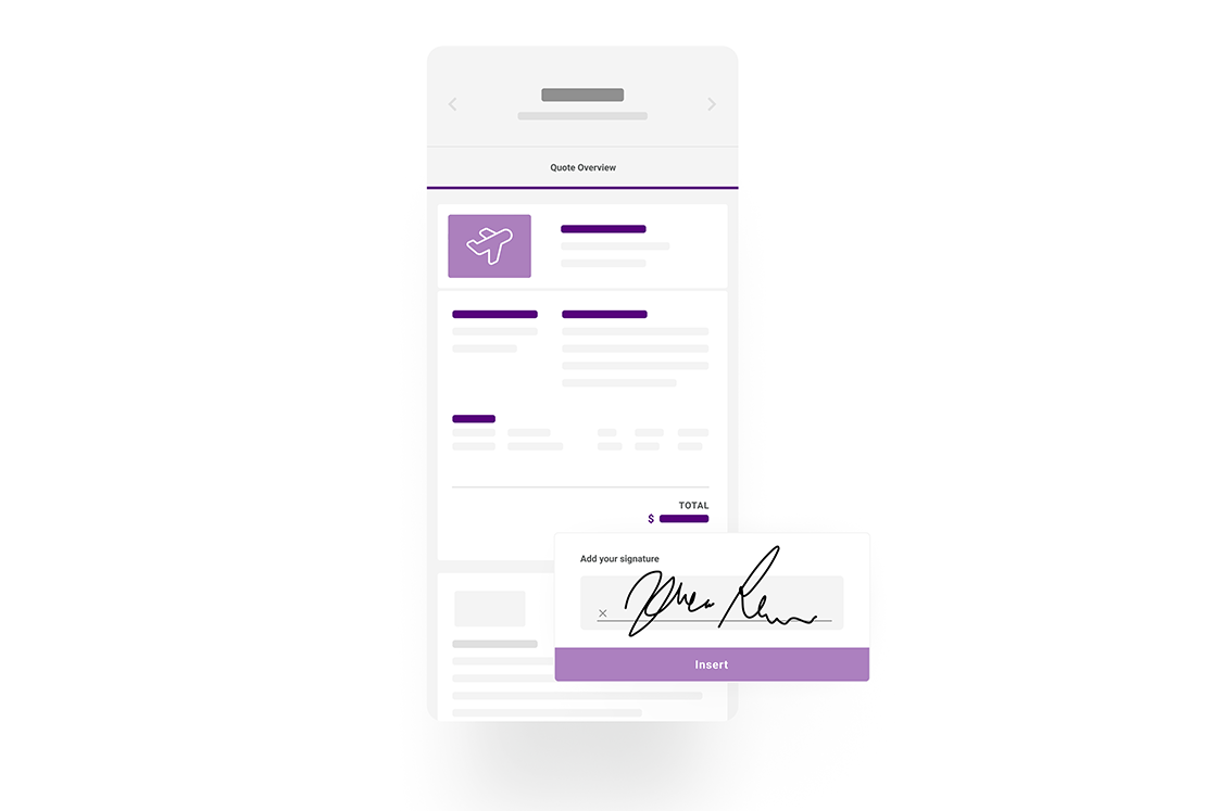 Avinode Group contract signing simplified UI for mobile phone