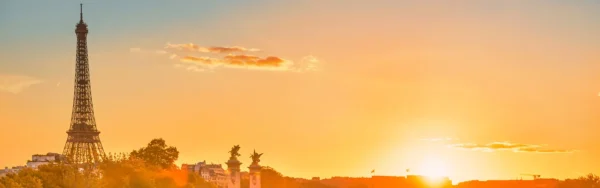 Eiffel Tower at sunset, Paris, France.
