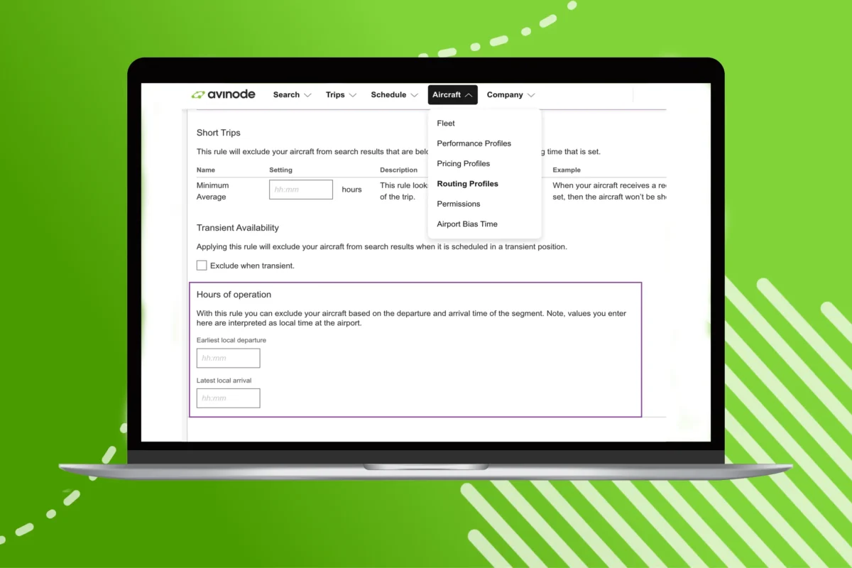 Hours of Operation, screenshot on a MacBook on a green background
