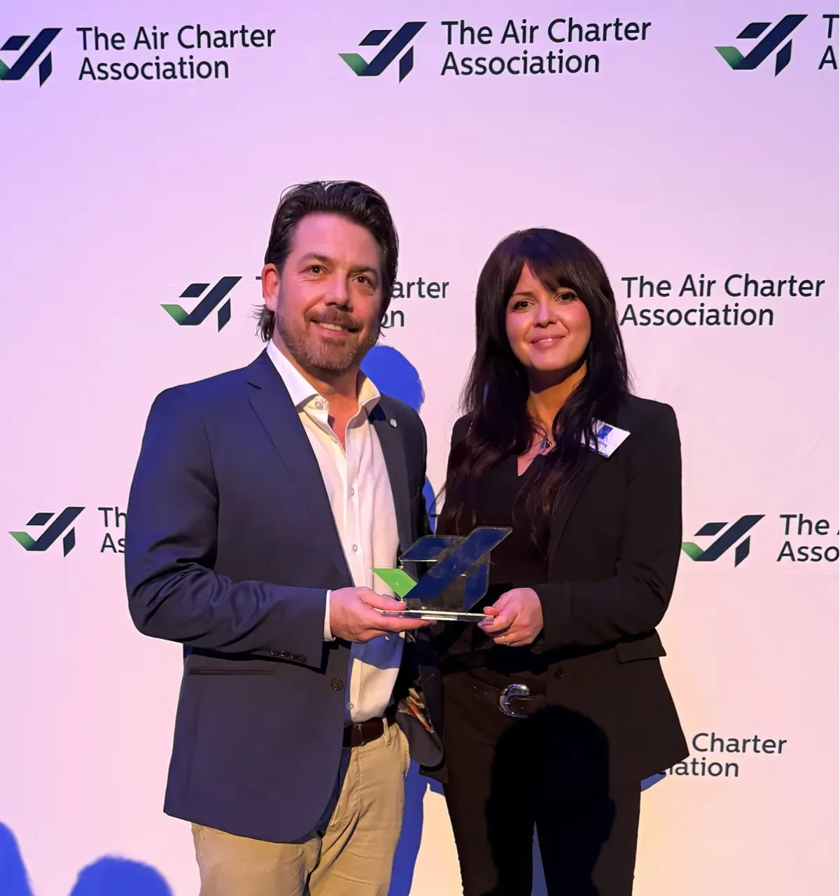 Image of Patrick Lucy and Hayley Frishling at the Air Charter Awards 2025