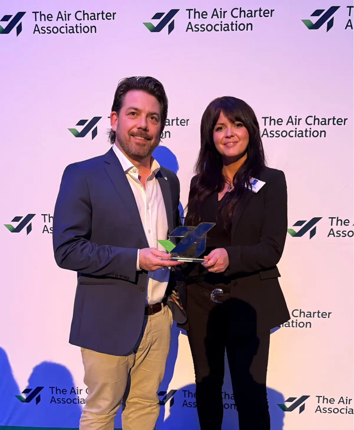 Image of Patrick Lucy and Hayley Frishling at the Air Charter Awards 2025