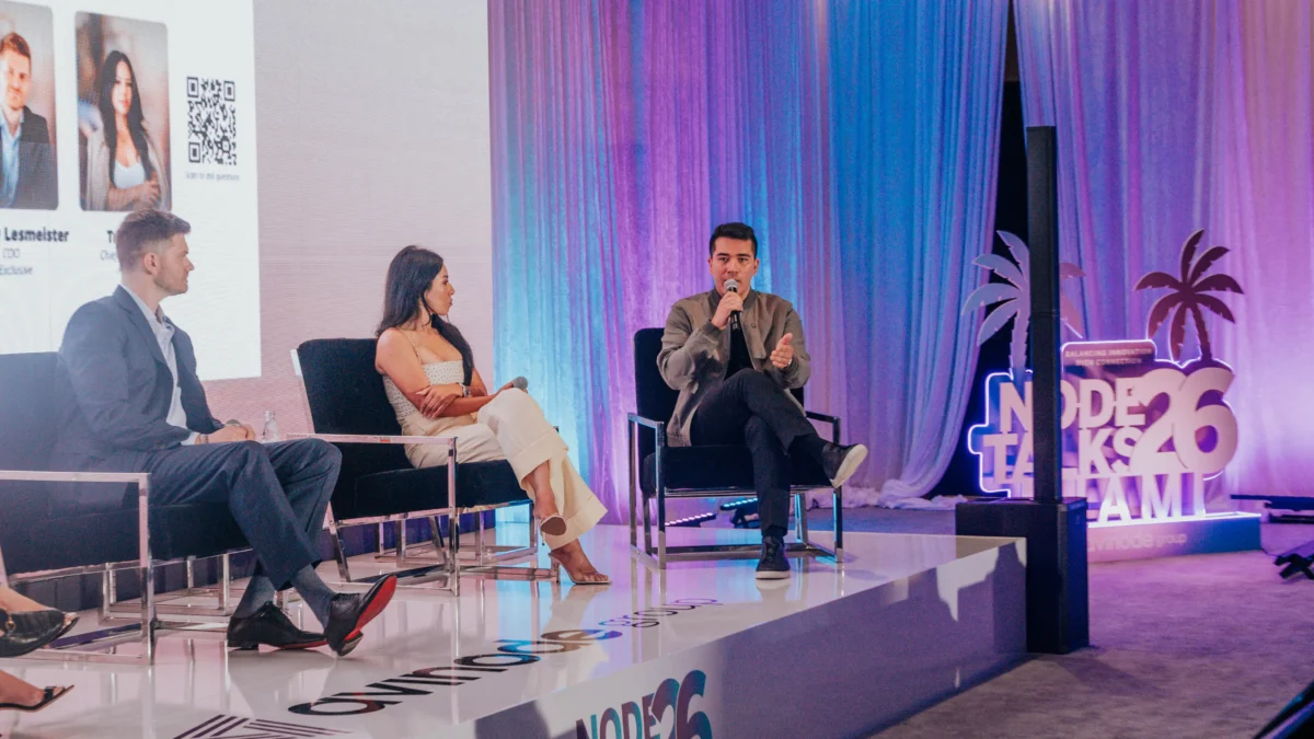 Node Talks 2026 "Building a brand in a relationship-driven industry" panel discussion.