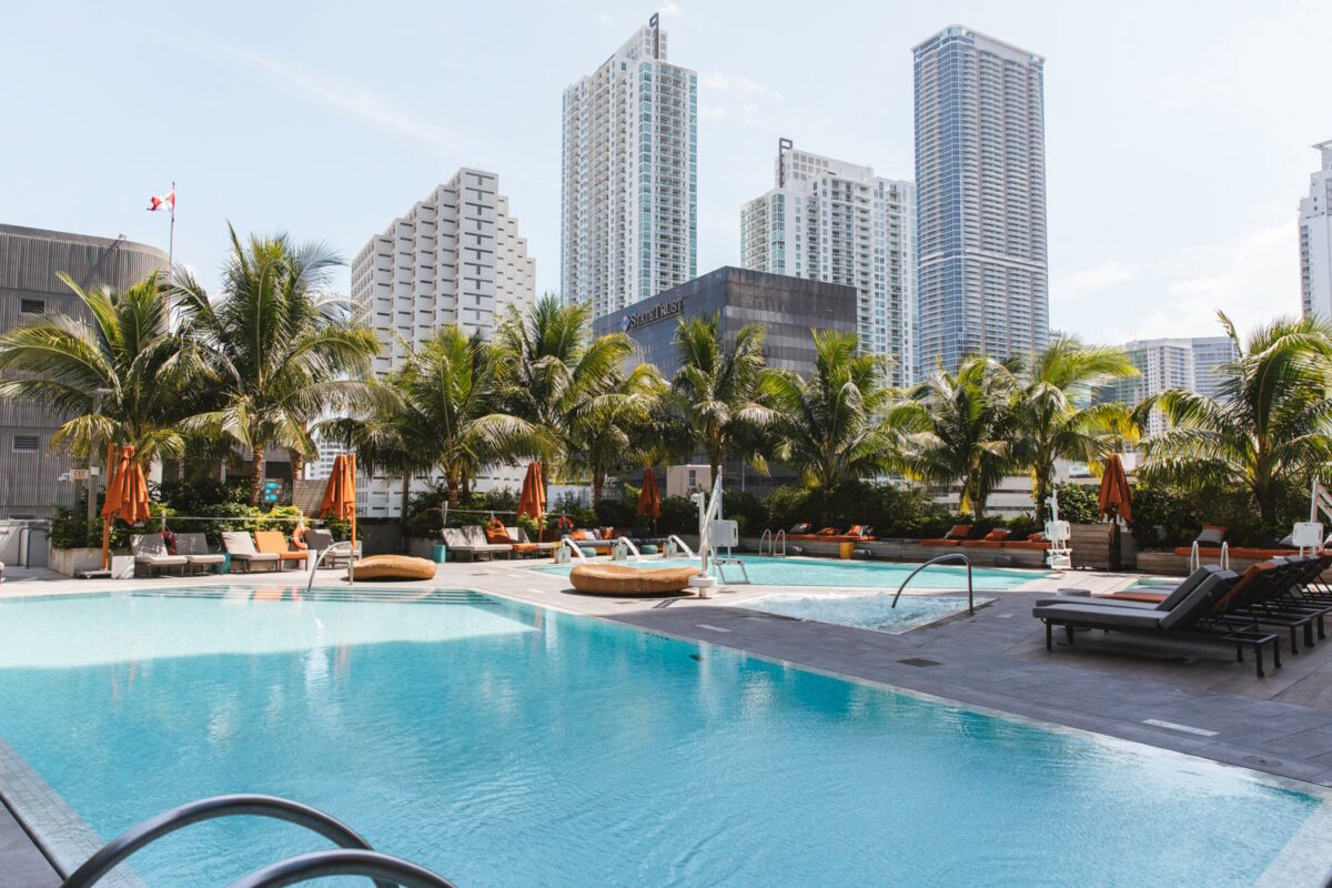 Pool area at the EAST Miami hotel.