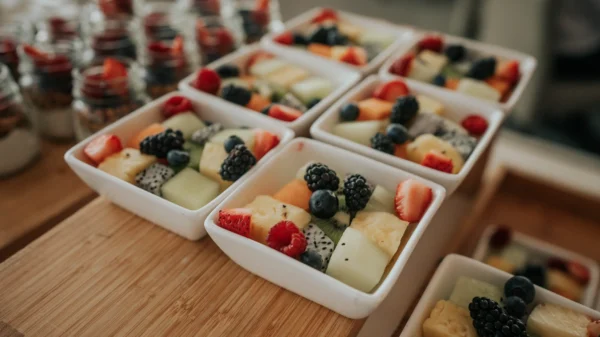 Fruit bowls at the Node Talks 2026 lunch buffet.