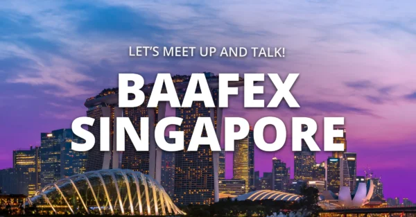 Singapore skyrises with purple sky